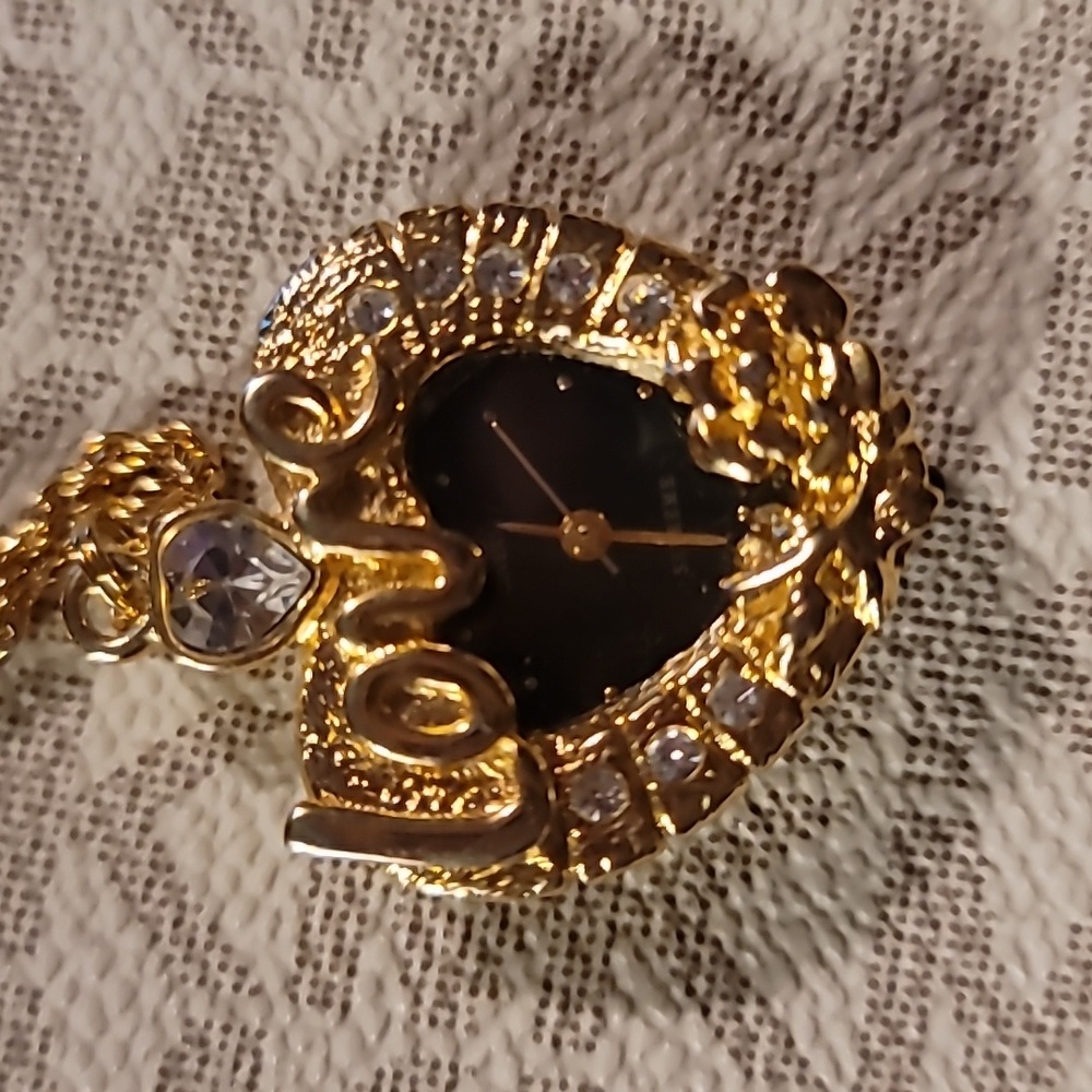 Vintage Sarah Coventry Heart Clock/watch Necklace Aprox. 15in Long - Picture 3 of 4